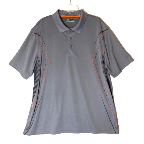 Pro Tour Other - Pro Tour Cool Play Golf Polo Gray Size XXL 100% Polyester Gray Orange Graphics